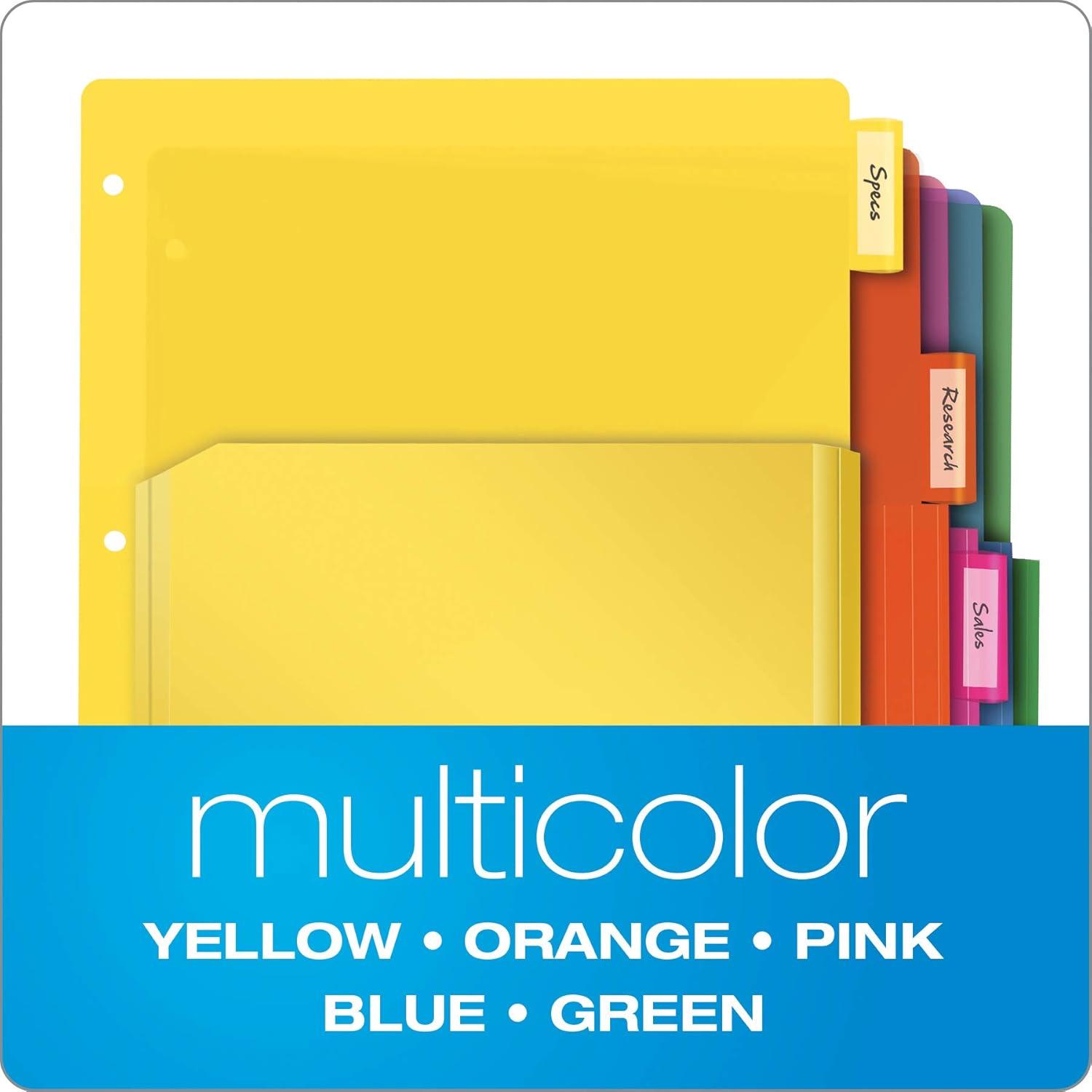 imageOxford Expanding Plastic Binder Dividers Divider for 3 Ring Binder Flexible Front Expanding Pockets 8 Tab Insertable Multicolor Tabs Letter Size 3 Sets 896055 Tab