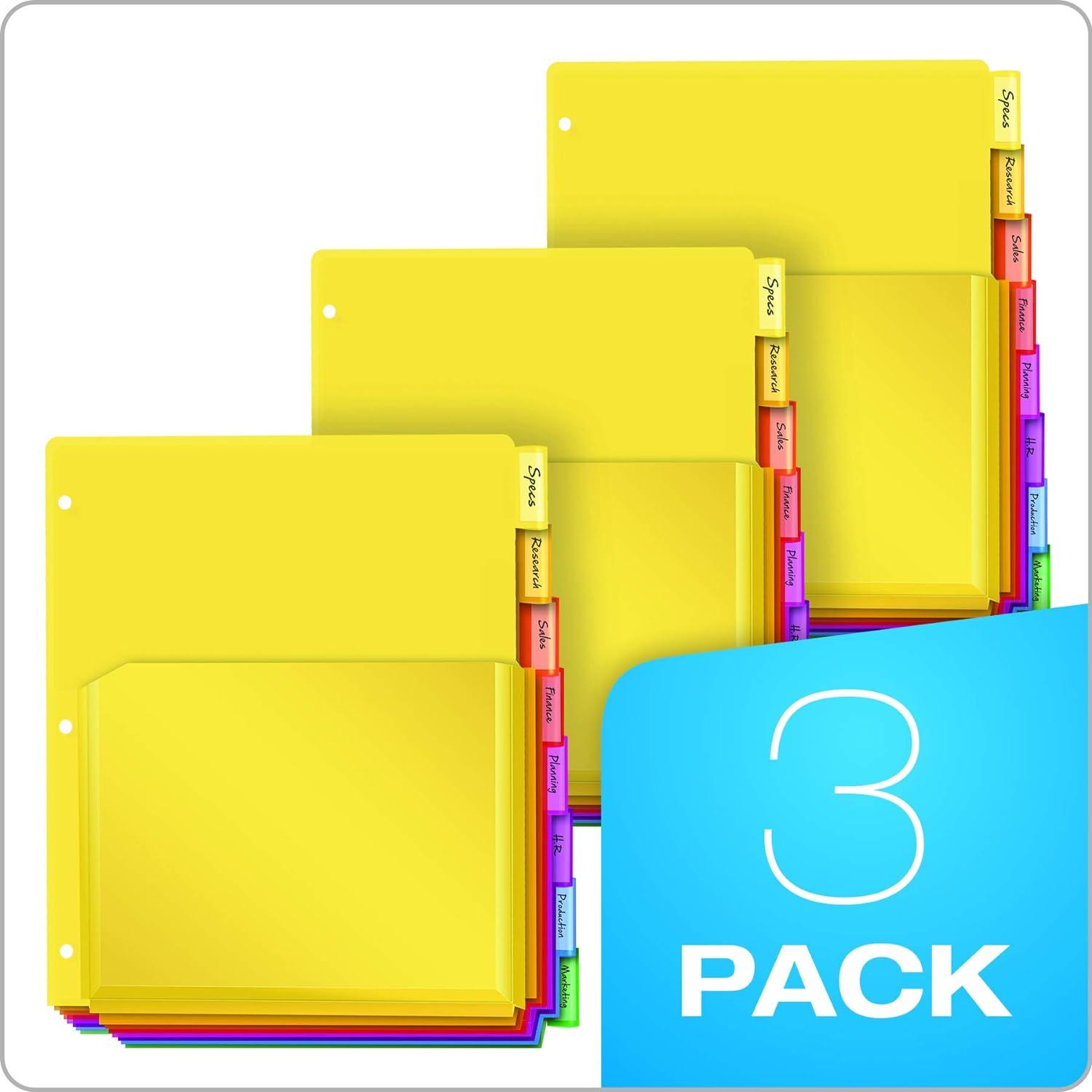 imageOxford Expanding Plastic Binder Dividers Divider for 3 Ring Binder Flexible Front Expanding Pockets 8 Tab Insertable Multicolor Tabs Letter Size 3 Sets 896058 Tab