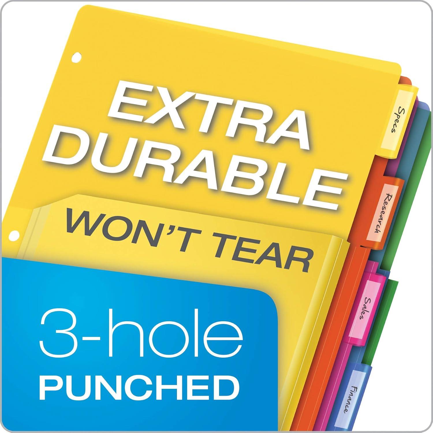 imageOxford Expanding Plastic Binder Dividers Divider for 3 Ring Binder Flexible Front Expanding Pockets 8 Tab Insertable Multicolor Tabs Letter Size 3 Sets 896055 Tab