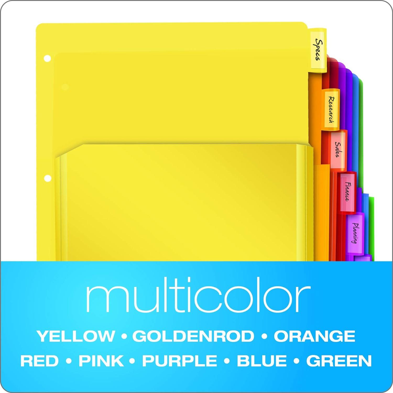 imageOxford Expanding Plastic Binder Dividers Divider for 3 Ring Binder Flexible Front Expanding Pockets 8 Tab Insertable Multicolor Tabs Letter Size 3 Sets 896058 Tab