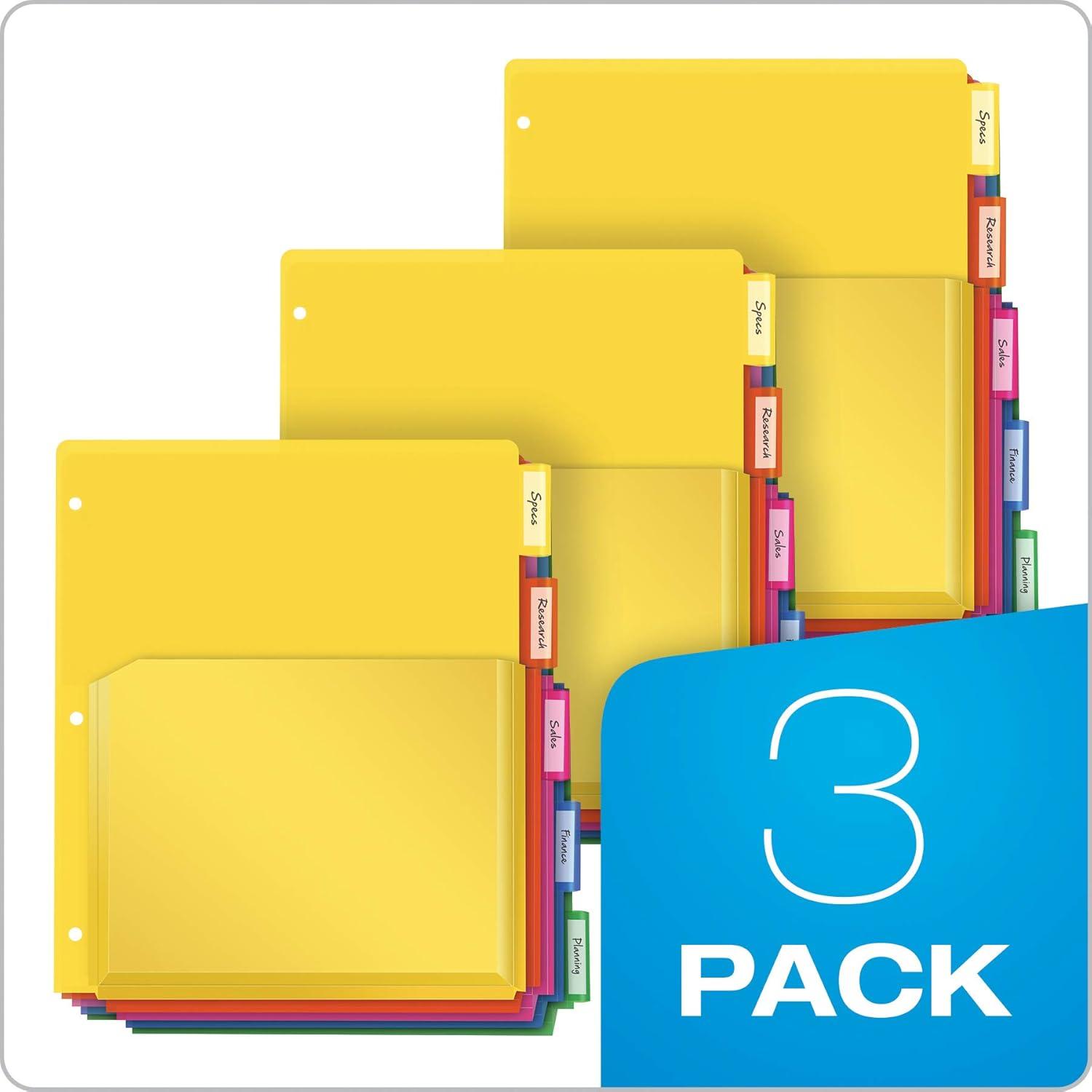 imageOxford Expanding Plastic Binder Dividers Divider for 3 Ring Binder Flexible Front Expanding Pockets 8 Tab Insertable Multicolor Tabs Letter Size 3 Sets 896055 Tab