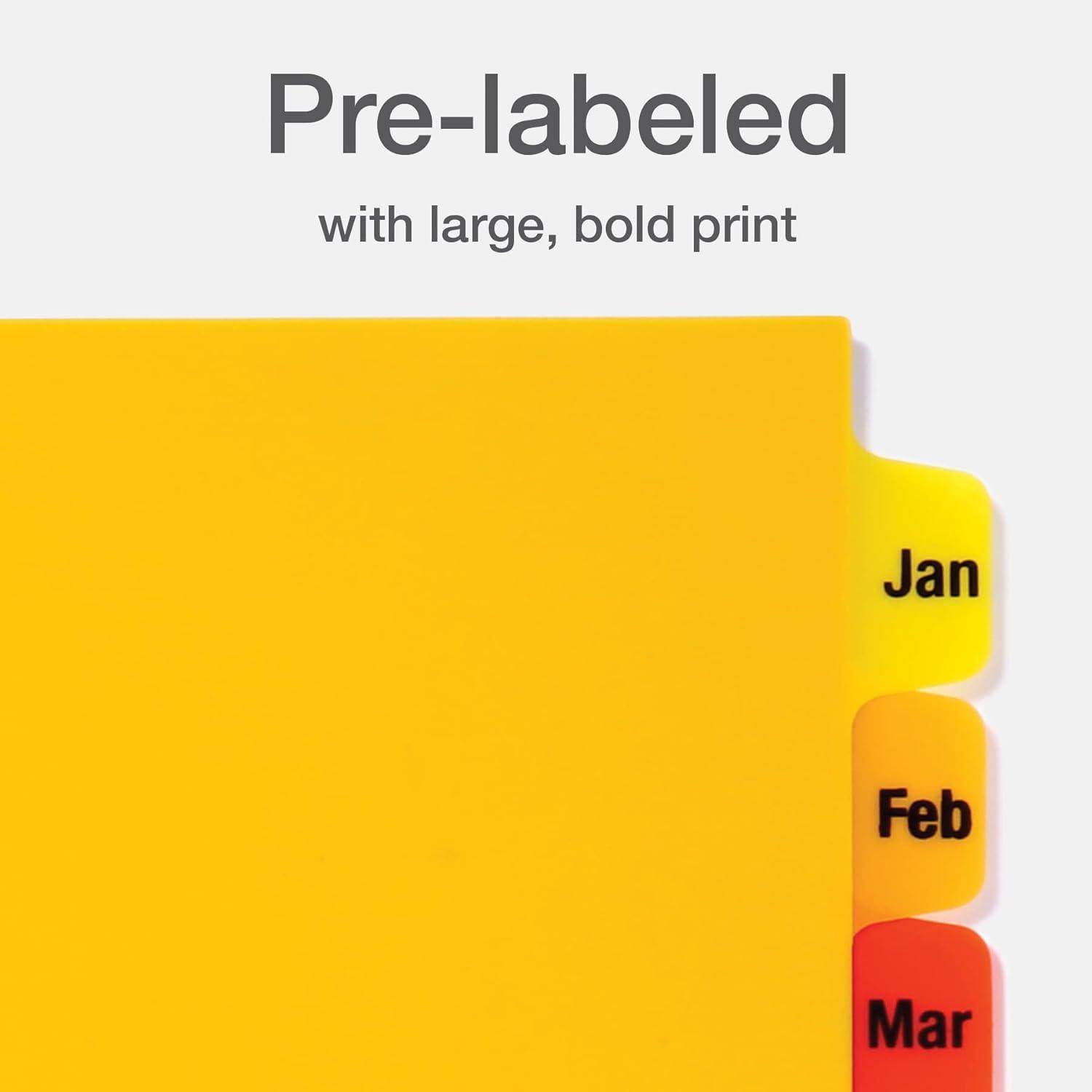 imageOxford Plastic Monthly Dividers for 3 Ring Binders 12 Multicolor Preprinted Tabs JanDec Letter Size 2 Pack 89608