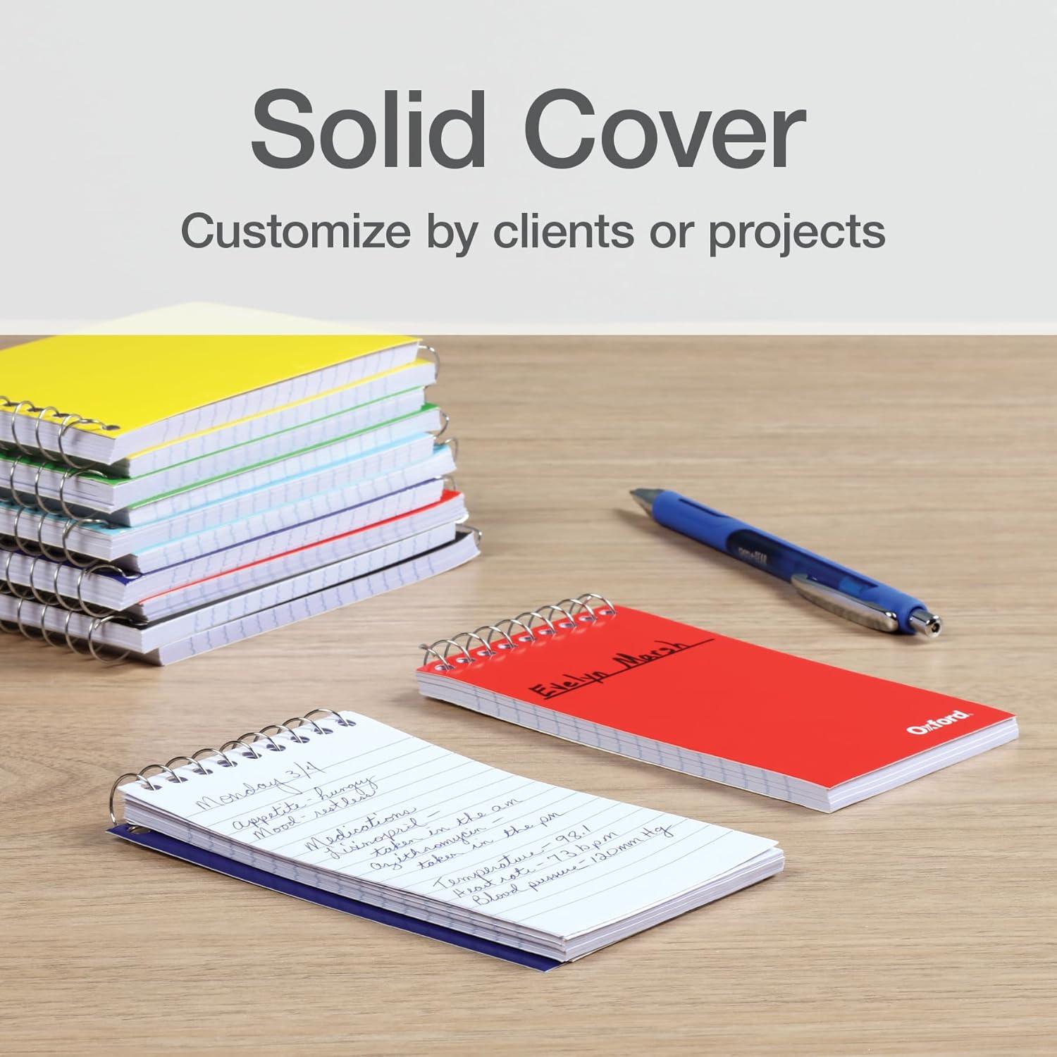 imageOxford Spiral Memo Pads Top Wire Bound 3 x 5 Inch Pocket Notepad College Ruled 6 Assorted Primary Colors 75 Sheets 12 Pack 25092