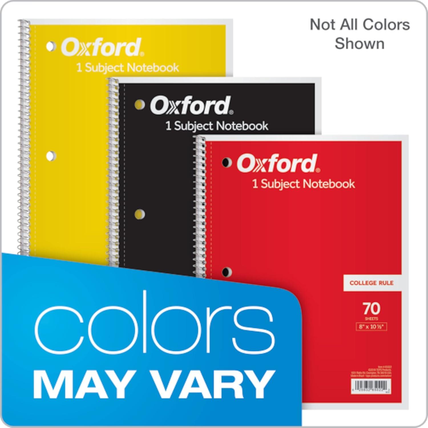 imageOxford Spiral Notebook 6 Pack 1 Subject College Ruled Paper 8 x 1012 Inch Color Assortment Design May Vary 65007College Rule  6 Pack