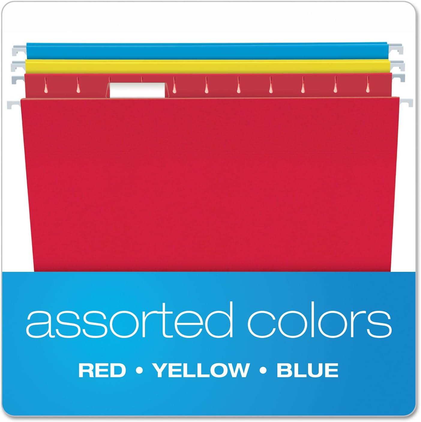 imagePendaflex Recycled Hanging Folders Letter Size Aqua 15 Cut 25BX 81616Assorted Primary Colors