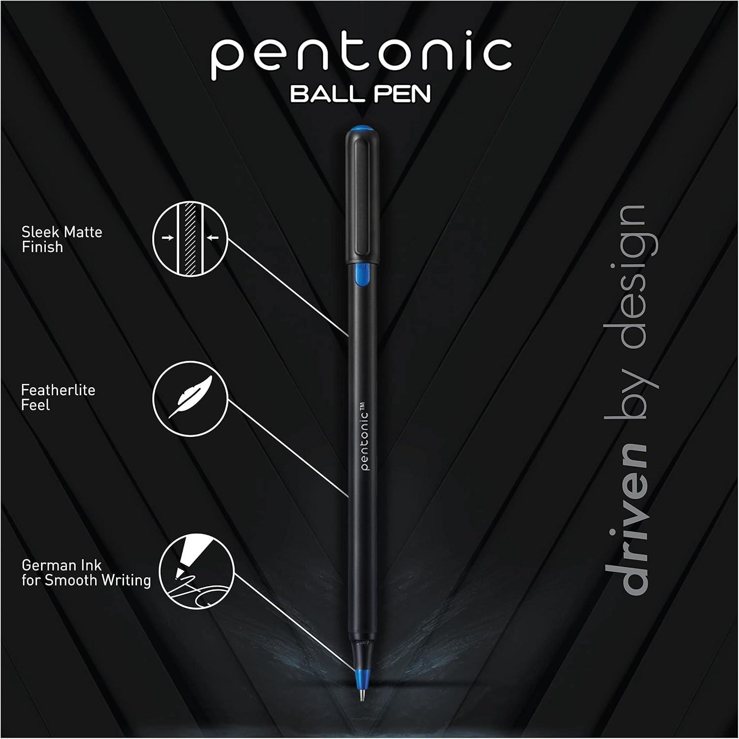 imagePentonic Ballpoint Pens In Pen Organizer Bulk 50 Count Assorted Colored Ink 10 Different Colors 10 mm Medium Point Smooth Writing PEN12177Black