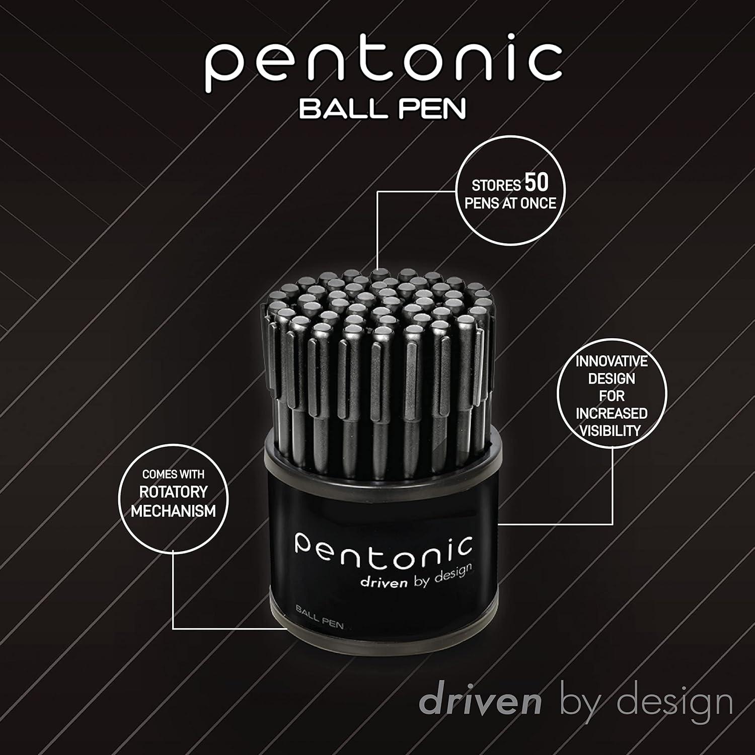 imagePentonic Ballpoint Pens In Pen Organizer Bulk 50 Count Assorted Colored Ink 10 Different Colors 10 mm Medium Point Smooth Writing PEN12177Black