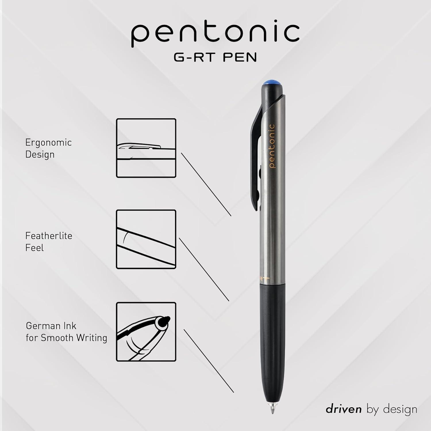 imagePentonic GRT Retractable Gel Pens 24 Count Assorted Color Ink 12 Black 8 Blue 4 Red 07 mm Fine Point Smooth Writing For Journaling 1002360Assorted