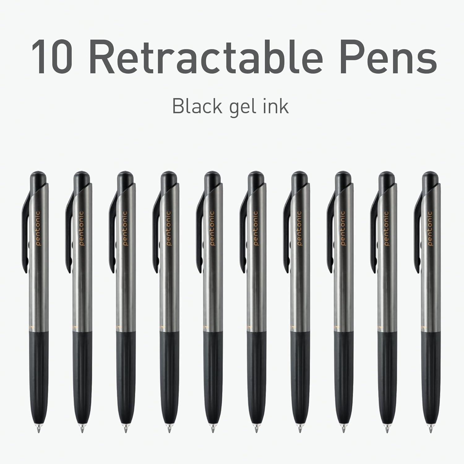 imagePentonic GRT Retractable Gel Pens 24 Count Assorted Color Ink 12 Black 8 Blue 4 Red 07 mm Fine Point Smooth Writing For Journaling 1002360Black