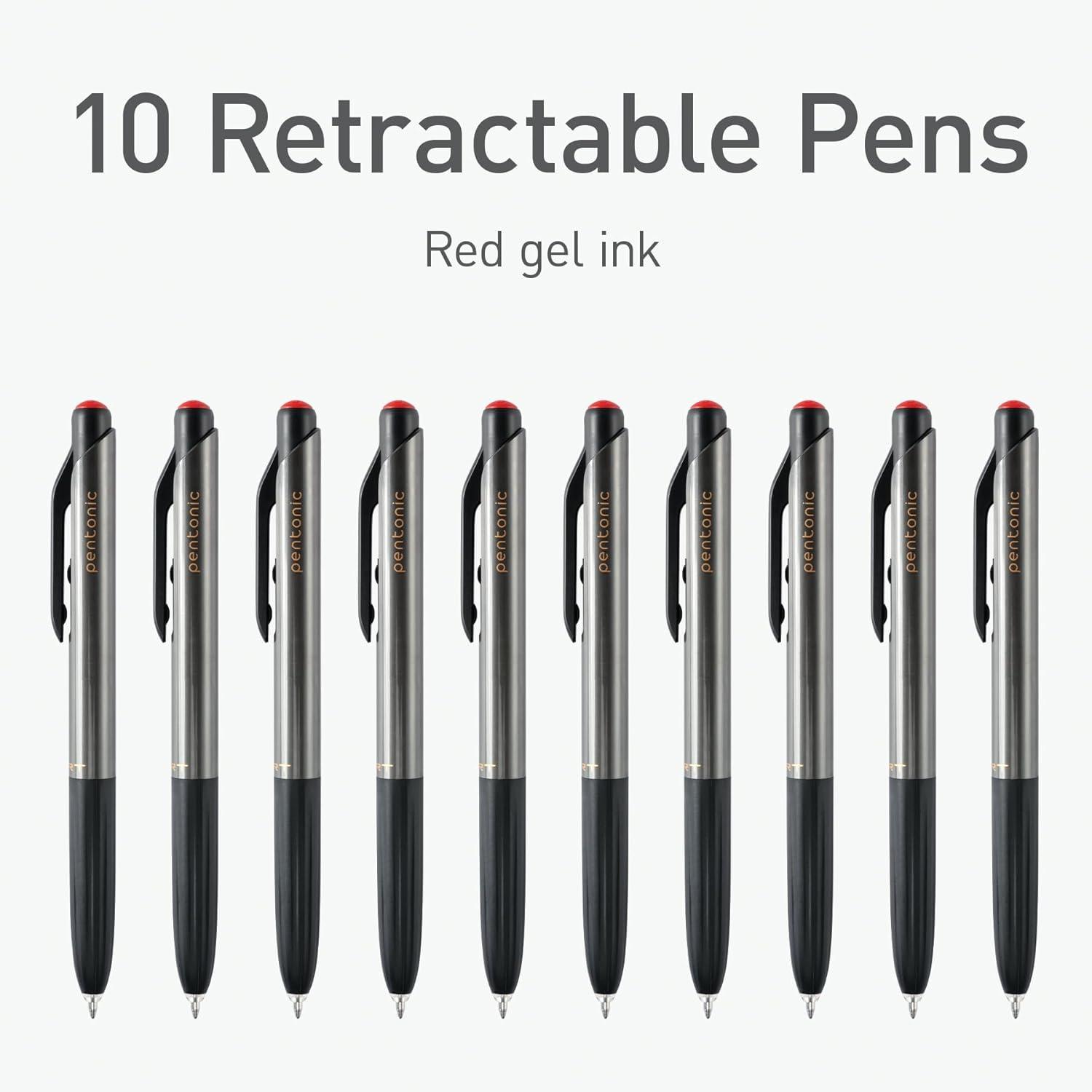 imagePentonic GRT Retractable Gel Pens 24 Count Assorted Color Ink 12 Black 8 Blue 4 Red 07 mm Fine Point Smooth Writing For Journaling 1002360Red