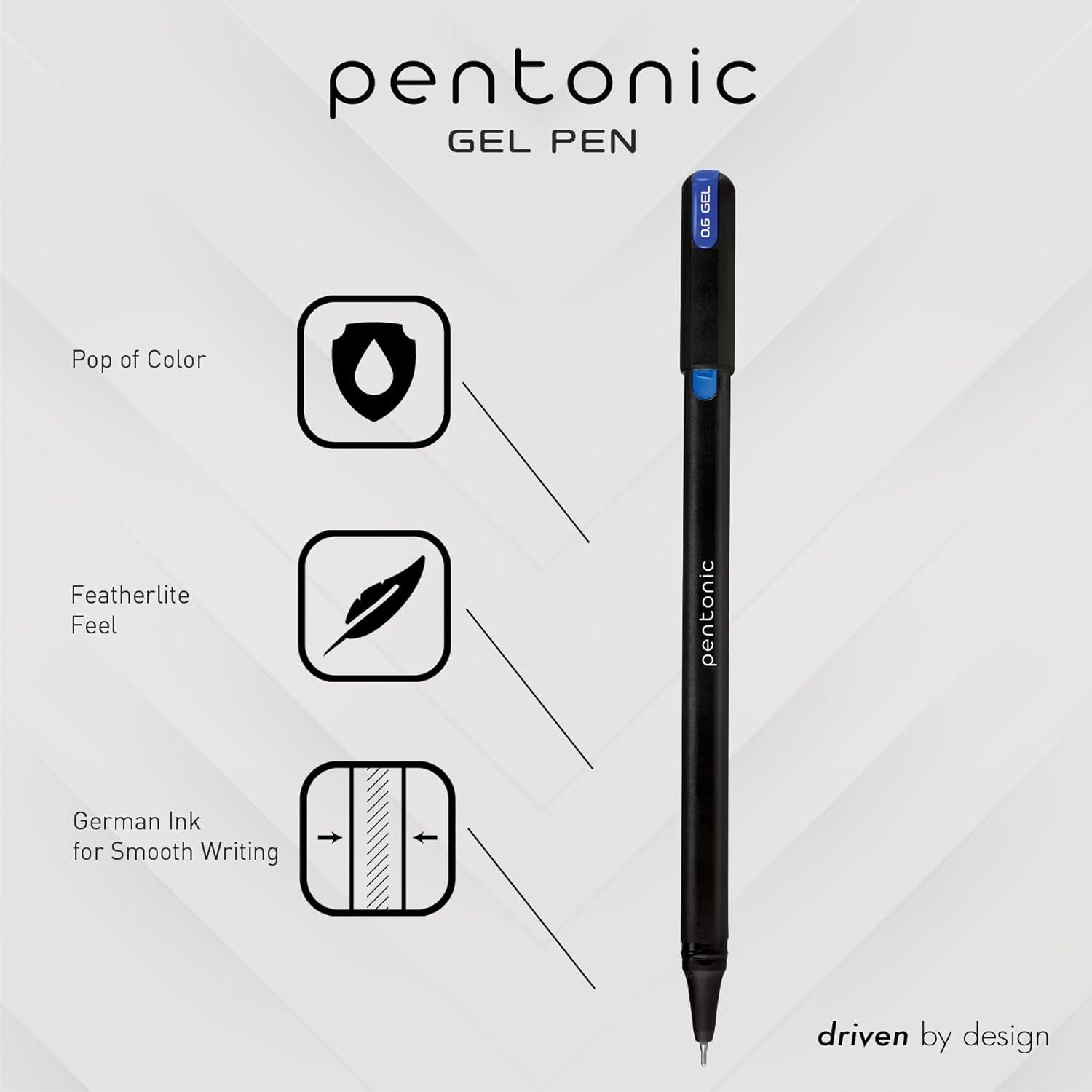imagePentonic Gel Pens 24 Count Mixed Pack 12 Assorted Color Pens 12 Glitter Pens Medium ampamp Fine Point Smooth Writing For Journaling 1002355Black  Blue  Red Gel