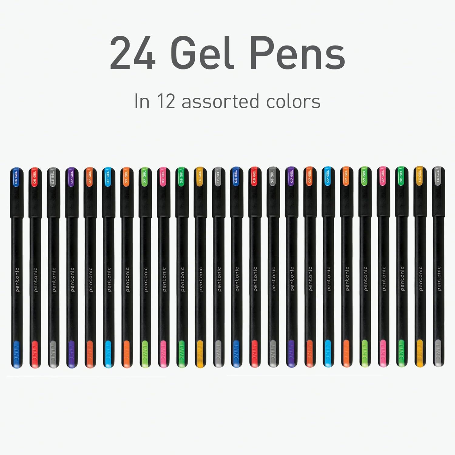 imagePentonic Gel Pens 24 Count Mixed Pack 12 Assorted Color Pens 12 Glitter Pens Medium ampamp Fine Point Smooth Writing For Journaling 1002355Multicolor Gel  Glitter