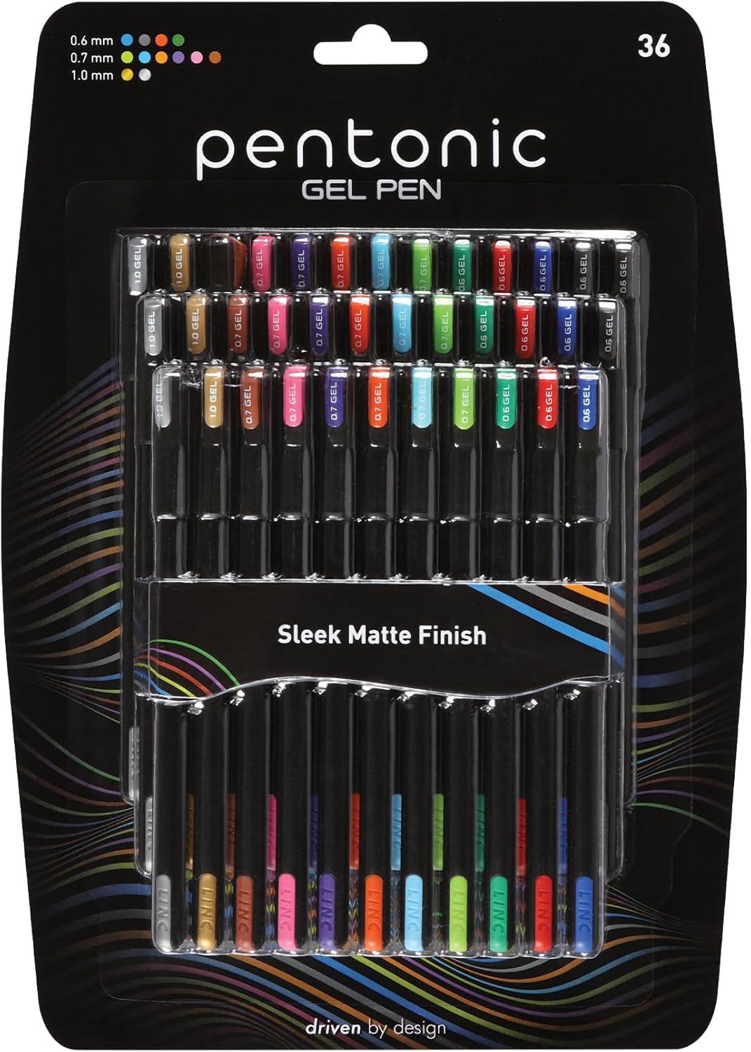 imagePentonic Gel Pens 24 Count Mixed Pack 12 Assorted Color Pens 12 Glitter Pens Medium ampamp Fine Point Smooth Writing For Journaling 1002355Multicolor Gel