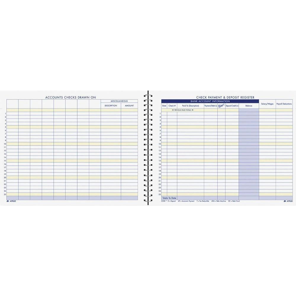 imageAdams Check Payment and Deposit Register 812quot x 11quot 44 Pages AFR60 White812 x 11