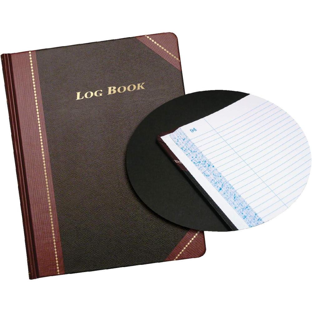 imageAdams Log Book 813 x 1038 Inches Black Covers with Maroon Spine 150 Pages ARB810L15