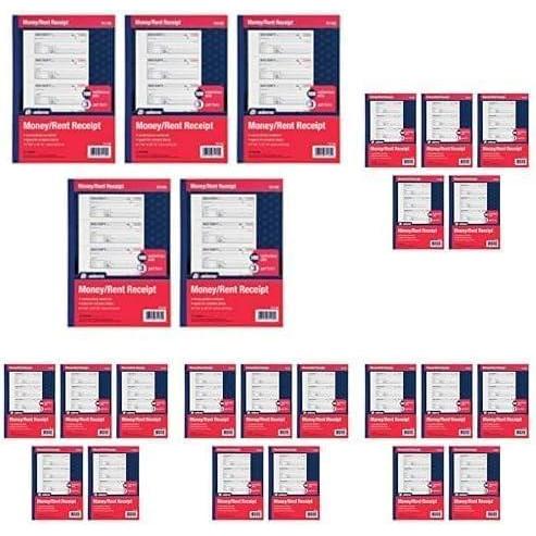 imageAdams Money and Rent Receipt Books 3Part Carbonless 758quot x 1078quot Bound Wraparound Cover 100 Sets per Book 4 Receipts per Page 5 Books per Pack TC11825758 x 1078 Pack of 5
