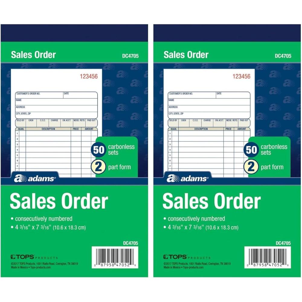 imageAdams Sales Order Book 2Part Carbonless WhiteCanary 4316 x 7316 Inches 50 Sets per Book DC470550 Count Pack of 2