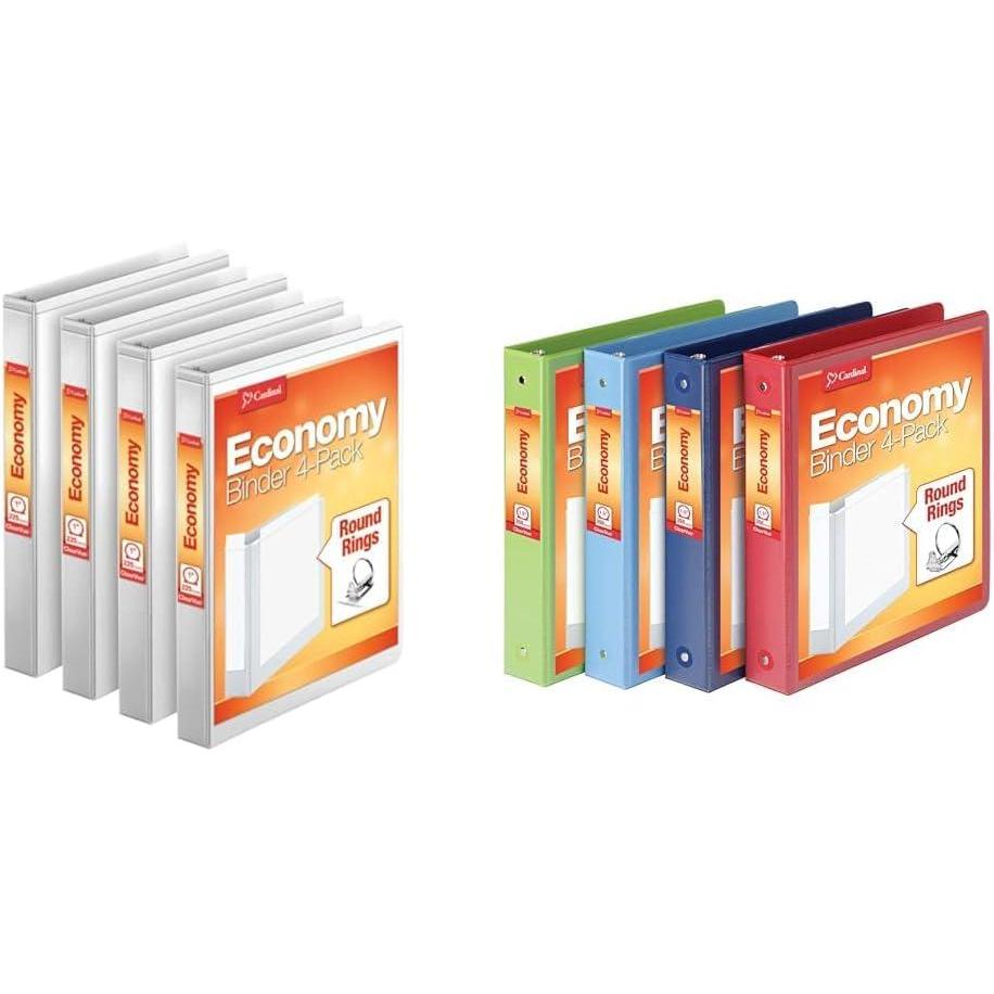 imageCardinal Economy 3 Ring Binder 1 Inch Presentation View White Holds 225 Sheets Nonstick PVC Free 4 Pack of Binders 795101Inch