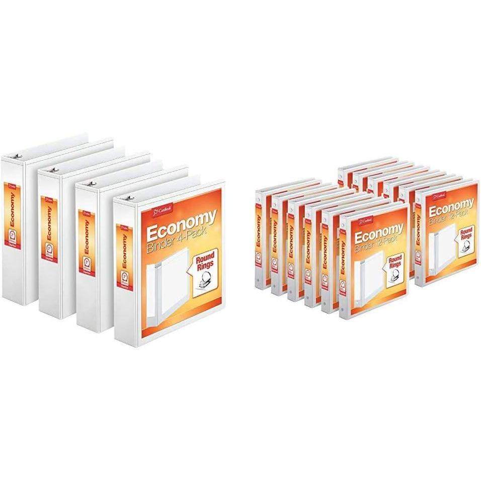 imageCardinal Economy 3 Ring Binder 1 Inch Presentation View White Holds 225 Sheets Nonstick PVC Free 4 Pack of Binders 795102Inch