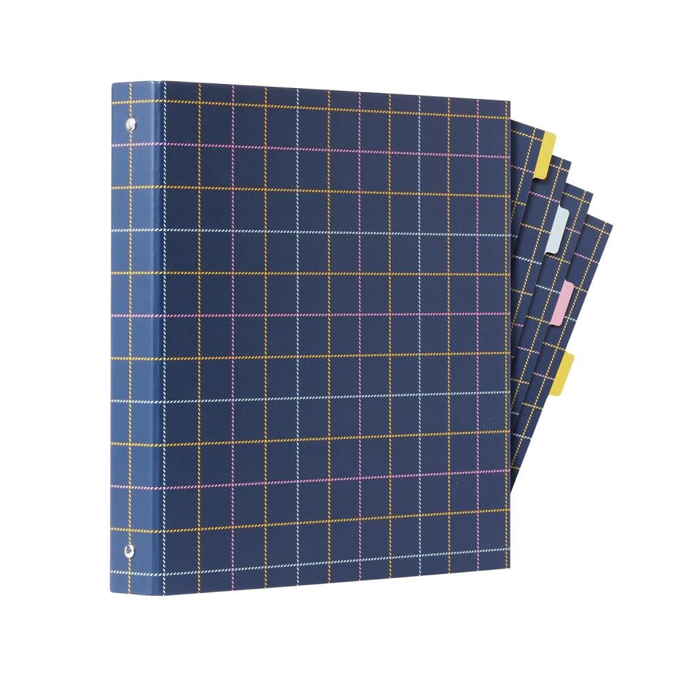 imageOxford 3 Ring Binder Set Durable School or Office Binder with Plaid Print and 8 Matching Tab Dividers 1 inch Round Rings for Letter Size Paper