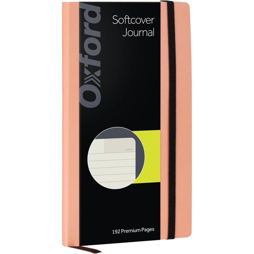 imageOxford Journal Lined Writing Notebook Writers Journal Classic Notebook for School or Office 192 Pages 5quot x 825quot Softcover Black 75507Salmon