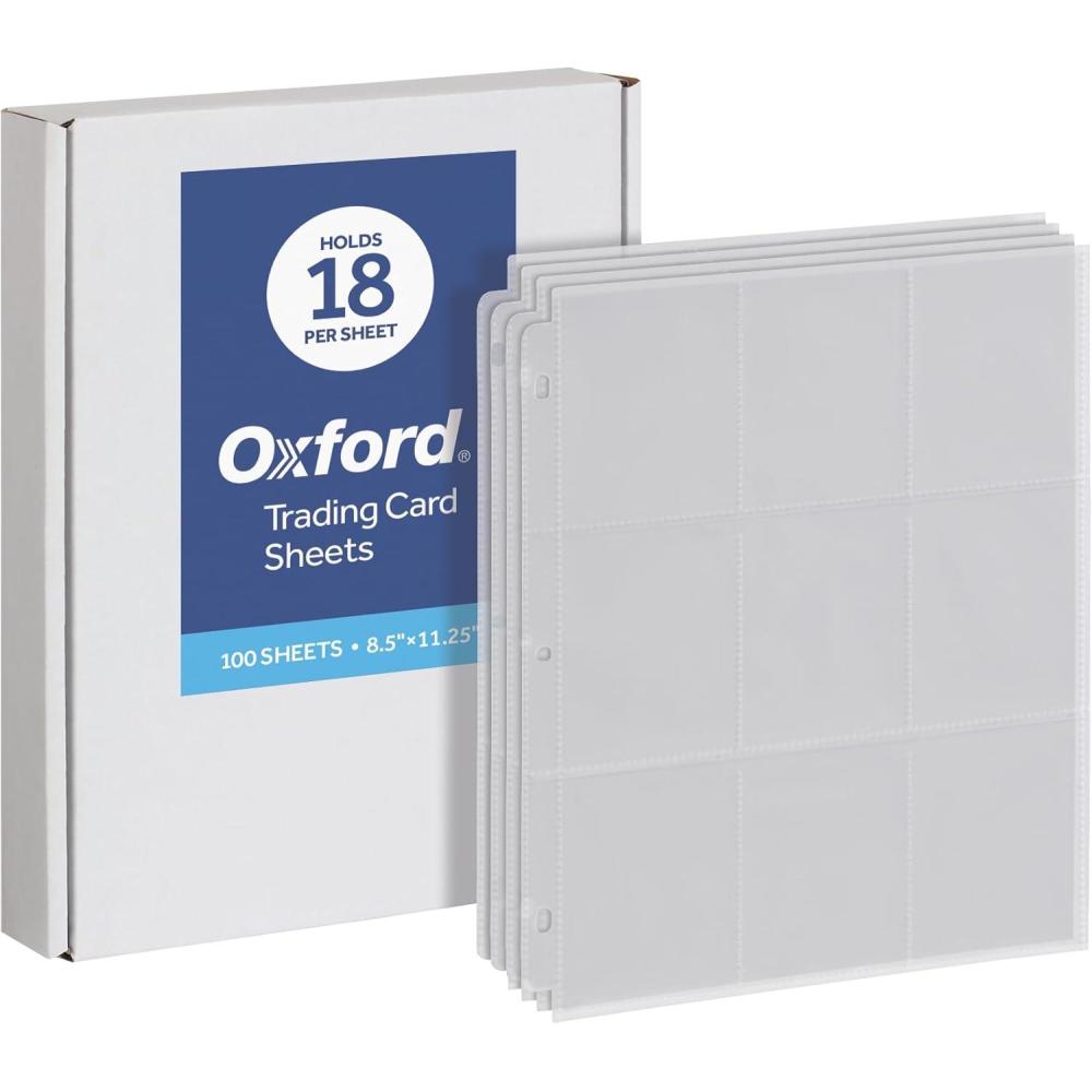 imageOxford Poly Trading Card Sheets Clear DoubleSided Card Sheets Trading Card Sleeves Card Sleeves for Binders 100 PK 25quot x 35quot Pockets 78780