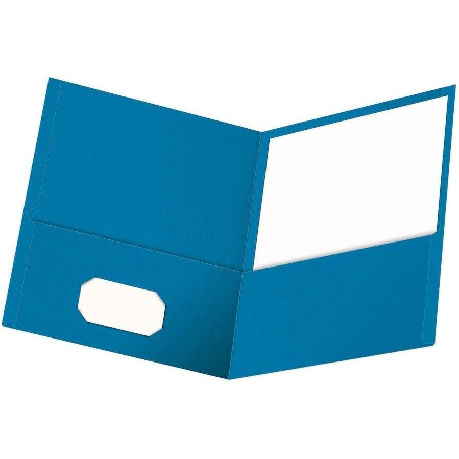 imageOxford TwinPocket Folders Textured Paper Letter Size Royal Blue Holds 100 Sheets Box of 25 57512EELight Blue