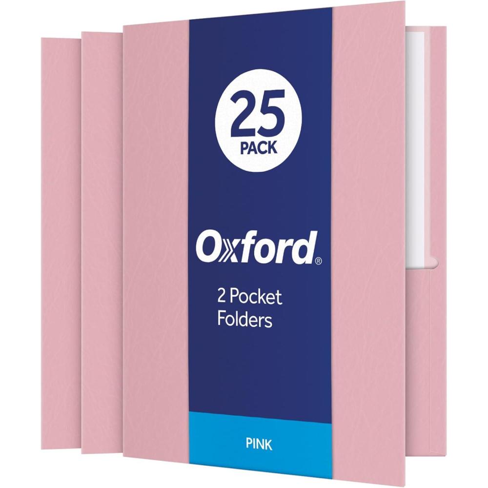 imageOxford TwinPocket Folders Textured Paper Letter Size Royal Blue Holds 100 Sheets Box of 25 57512EEPink