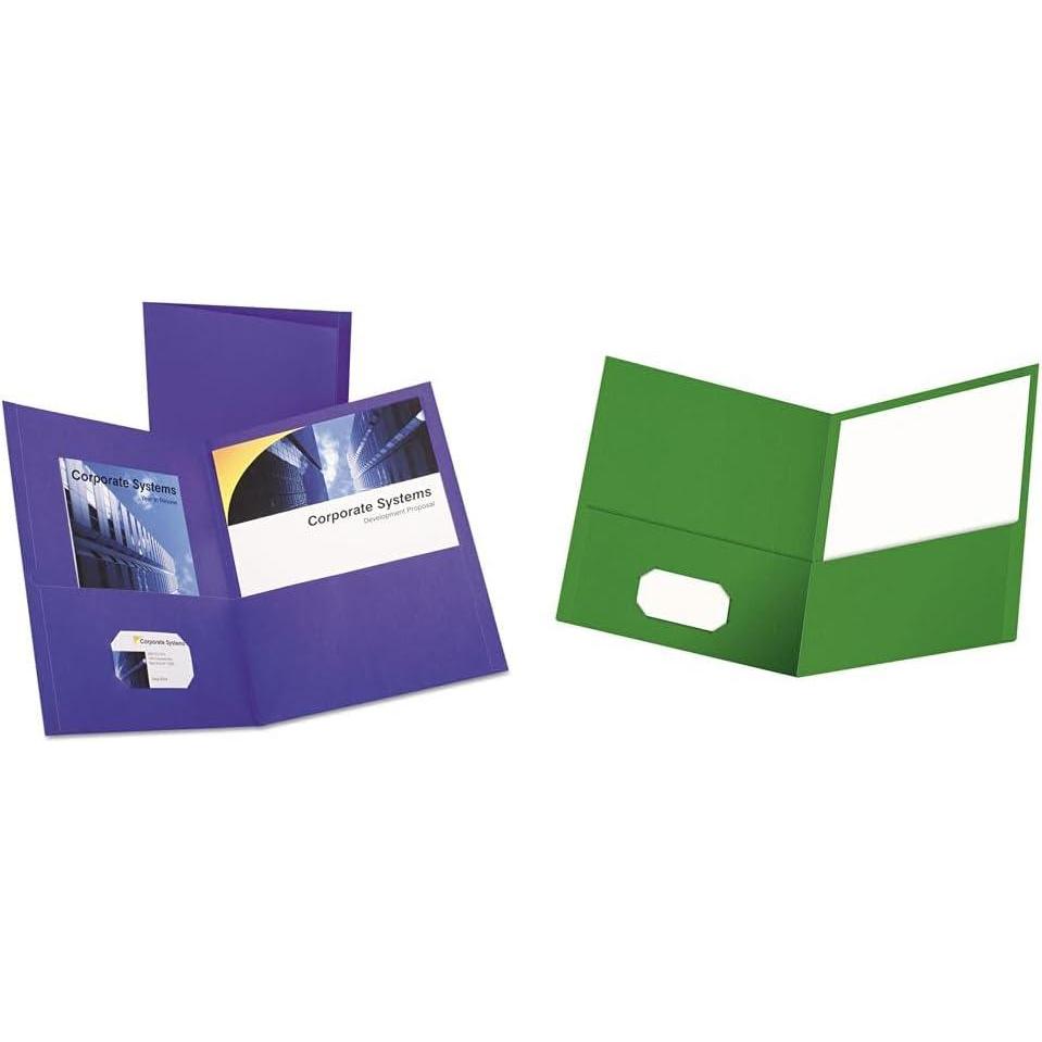 imageOxford TwinPocket Folders Textured Paper Letter Size Royal Blue Holds 100 Sheets Box of 25 57512EEPurple
