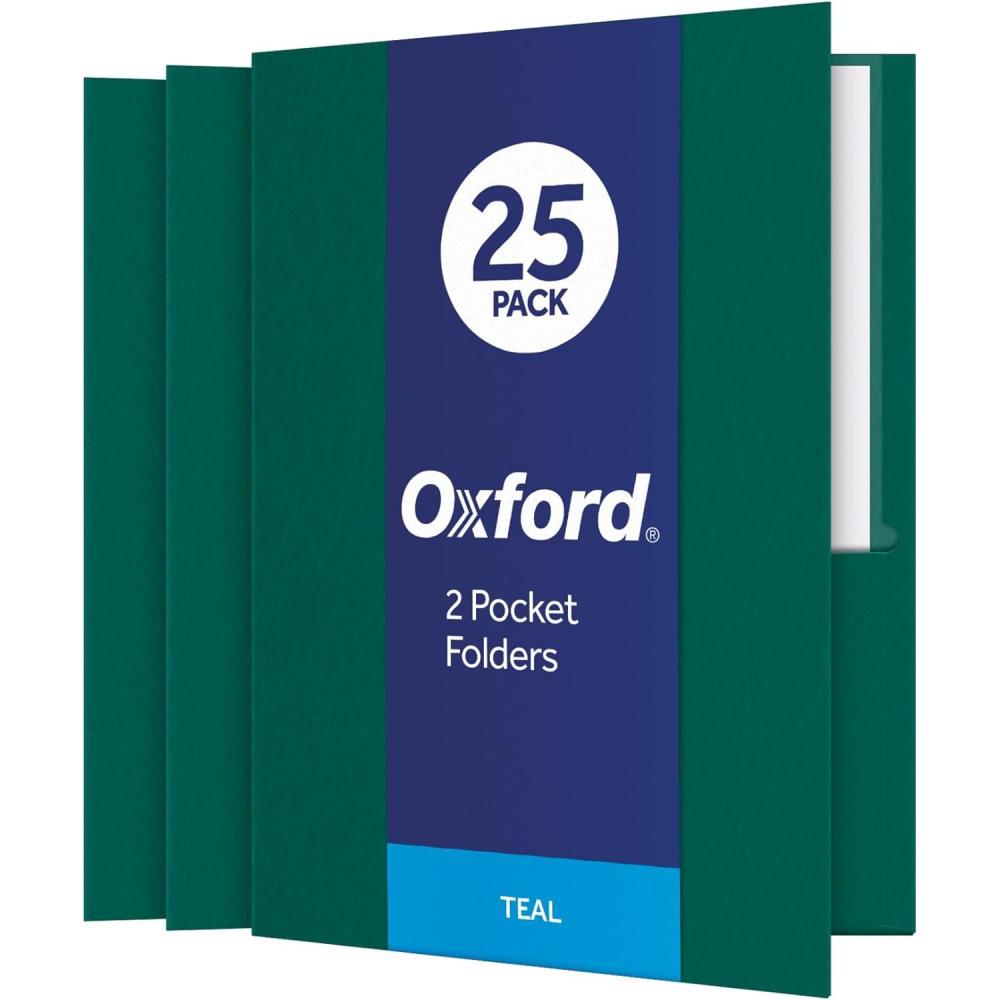imageOxford TwinPocket Folders Textured Paper Letter Size Royal Blue Holds 100 Sheets Box of 25 57512EETeal
