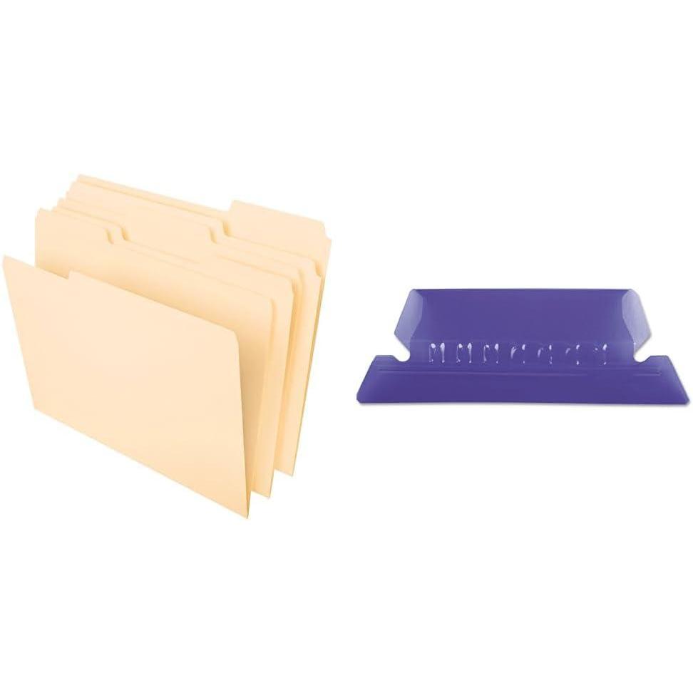 imagePendaflex File Folders Letter Size 812quot x 11quot Classic Manila 13Cut Tabs in Left Right Center Positions 100 Per Box 6521313 Cut  100 Box  File Folder Tabs  25Pack