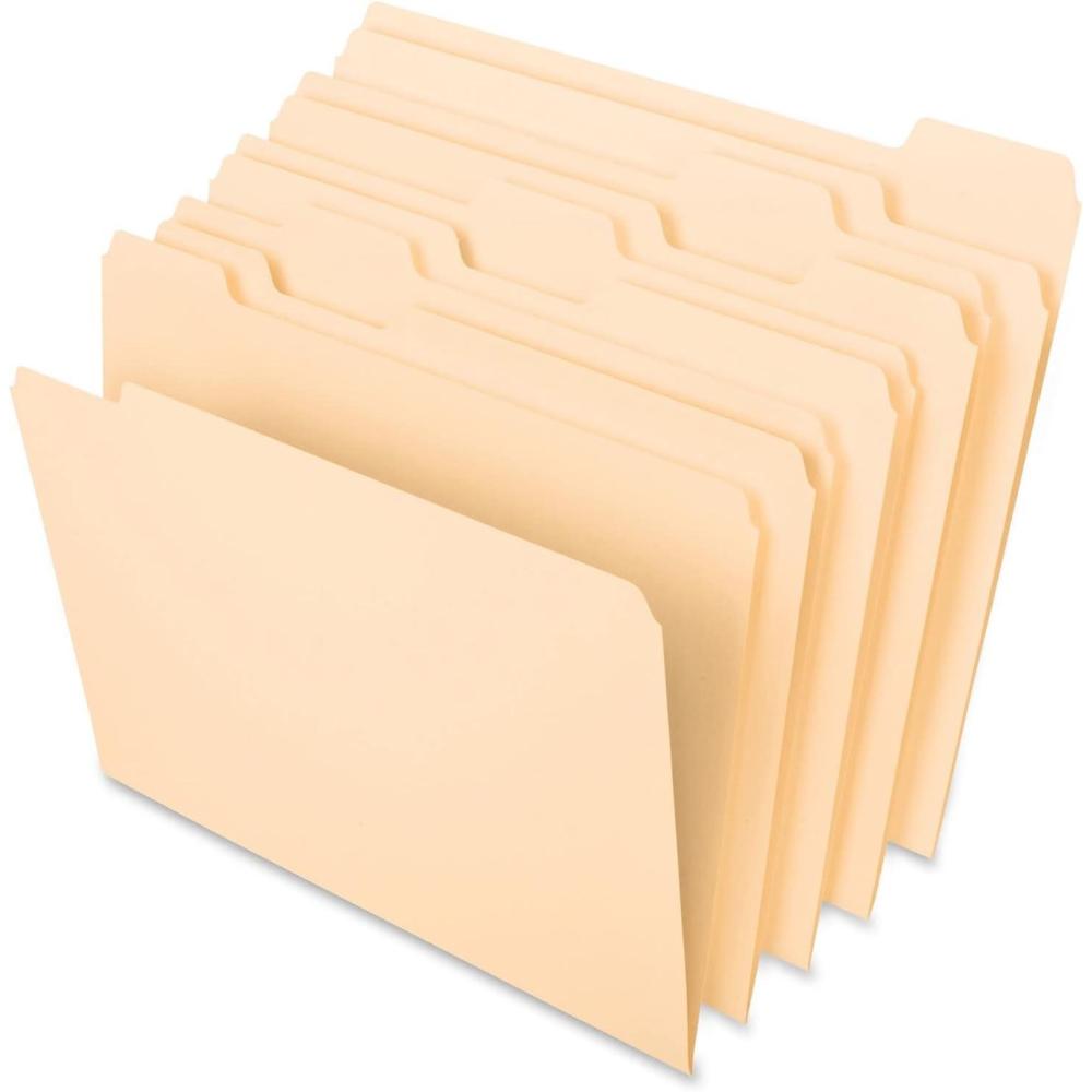 imagePendaflex File Folders Letter Size 812quot x 11quot Classic Manila 13Cut Tabs in Left Right Center Positions 100 Per Box 6521315 Cut