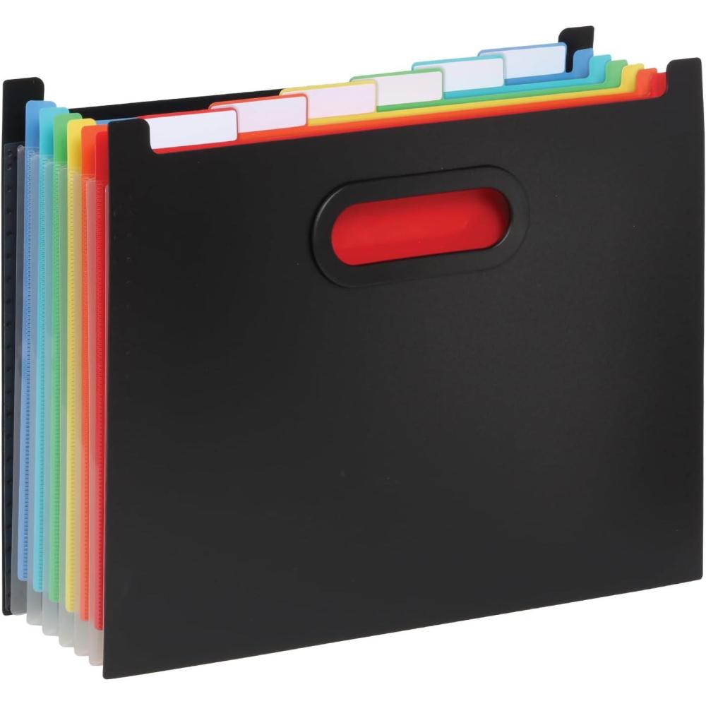 imagePendaflex Portable Desktop File Side Handles Hanging File Folders Tabs ampamp Inserts Letter Size 912 x 12316 x 6 Inches Black 23013Expanding File Organizer