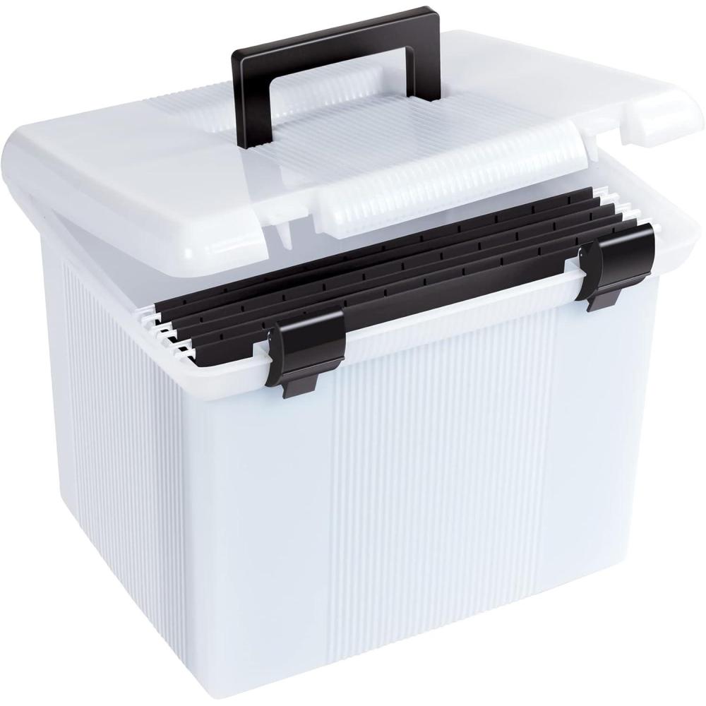 imagePendaflex Portable File Box Frosted White Hinged Lid with Double Latch Closure41745AMZFile Box