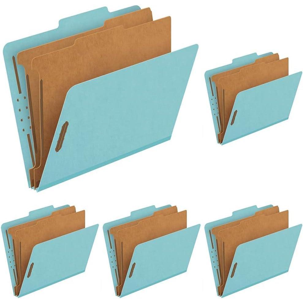 imagePendaflex Recycled Classification File Folders 2 Dividers 2quot Embedded Fasteners 25 Tab Cut Letter Size Light Green Box of 10 24076RBlue