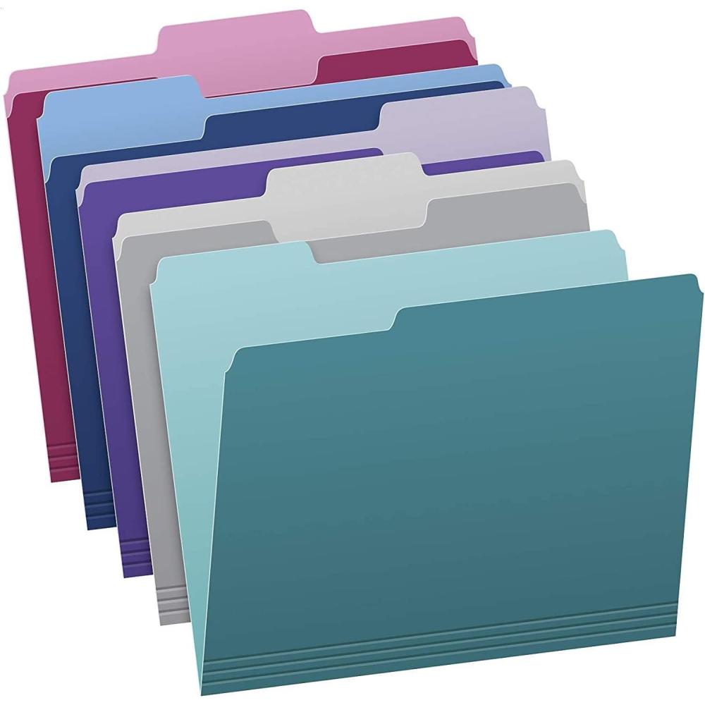 imagePendaflex Two Tone Color File Folders Letter Size Assorted Colors Teal Violet Gray Navy and Burgundy 13Cut Tabs 5 Color 100Box 02315Letter