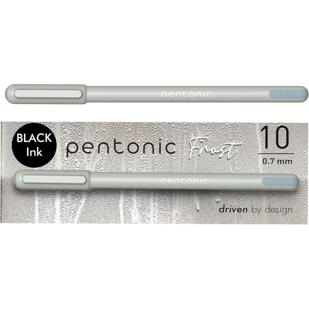 imagePentonic Ballpoint Pens 10 Count Frosted Pale Pink Barrel with Red Ink 07 mm Fine Point Smooth Writing For Journaling ampamp Note Taking PEN13087Grey