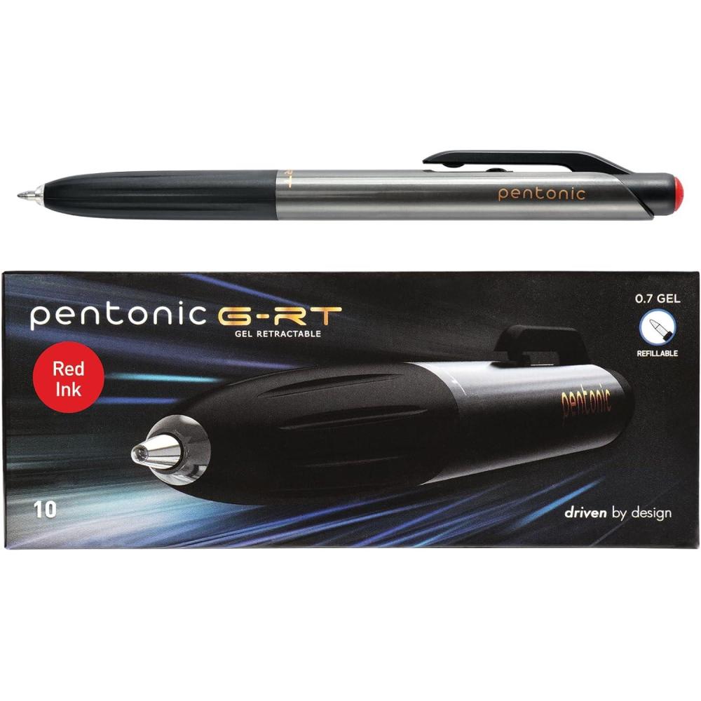 imagePentonic GRT Retractable Gel Pens 24 Count Assorted Color Ink 12 Black 8 Blue 4 Red 07 mm Fine Point Smooth Writing For Journaling 1002360Red