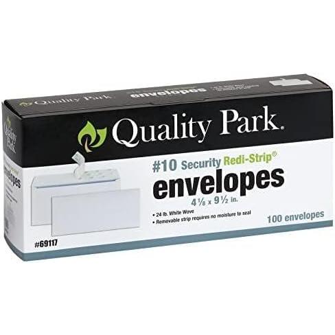 imageQuality Park 10 Security Envelopes No Window RediStrip Self Seal Envelopes 24lb White Wove 418quot x 912quot 100 per Box QUA691171 Pack of 12