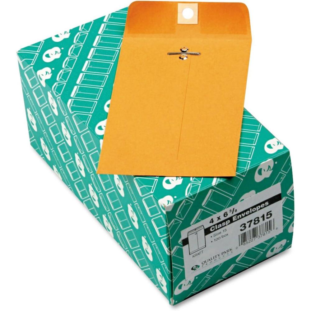 imageQuality Park 6 x 9 Clasp Envelopes Clasp and Gummed Closures for Storing or Mailing 28 lb Kraft Paper 100 per Box QUA378554 x 6375 Inches