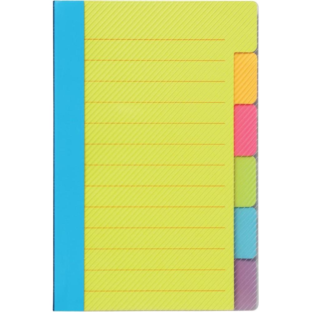 imageRediTag Divider Sticky Notes Tabbed SelfStick Lined Note Pad 60 Ruled Notes 4 x 6 Inches Assorted Neon Colors 295001 Pack