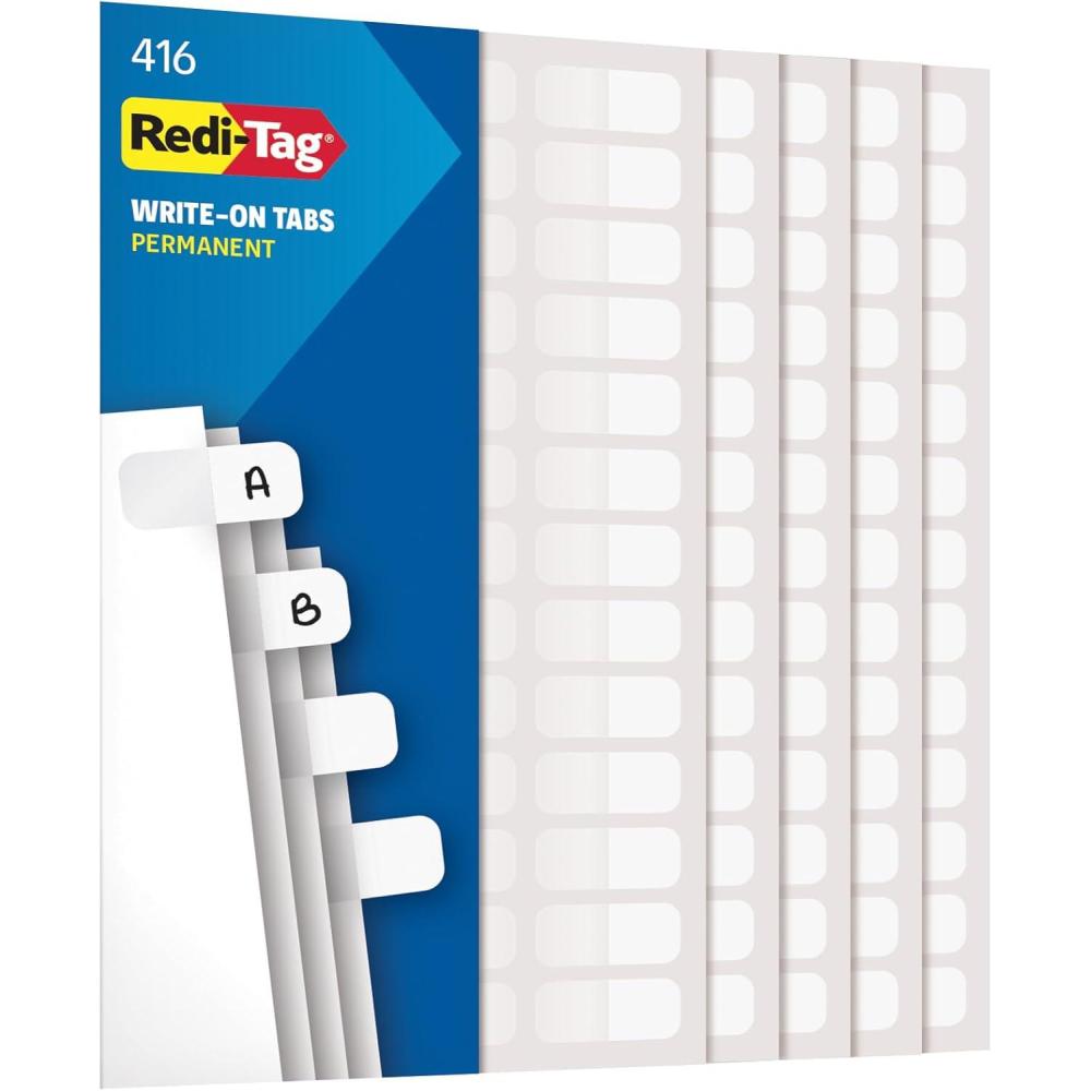 imageRediTag RTG31010 Permanent Stick WriteOn Index Tabs 416  Pack White Pack of 1416 Tabs