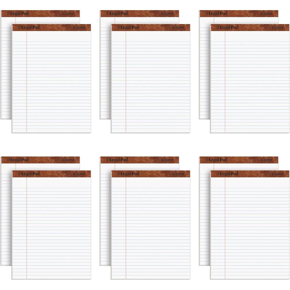 imageTOPS 85 x 11 34 Legal Pads 12 Pack The Legal Pad Brand Wide Ruled White Paper 50 Sheets Per Writing Pad Made in the USA 7533812 x 1134