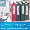 Cardinal 3 Ring Binders, Binders for School and Office, Durable 2 Inch Binder with Round Rings, Holds 475 Sheets, ClearVue Covers, Non-Stick, PVC-Free, Assorted Colors, 4 Pack (29310)