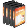 Cardinal Economy 3 Ring Binder, 1 Inch, Presentation View, Black, Holds 225 Sheets, Nonstick, PVC Free, 4 Pack of Binders (79512)(Black)