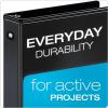 Cardinal Economy 3 Ring Binder, 1 Inch, Presentation View, Black, Holds 225 Sheets, Nonstick, PVC Free, 4 Pack of Binders (79512)(Black)