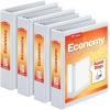 Cardinal Economy 3 Ring Binder, 1 Inch, Presentation View, White, Holds 225 Sheets, Nonstick, PVC Free, 4 Pack of Binders (79510)(1.5-Inch)