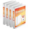 Cardinal Economy 3 Ring Binder, 1 Inch, Presentation View, White, Holds 225 Sheets, Nonstick, PVC Free, 4 Pack of Binders (79510)(1-Inch)