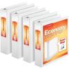 Cardinal Economy 3 Ring Binder, 1 Inch, Presentation View, White, Holds 225 Sheets, Nonstick, PVC Free, 4 Pack of Binders (79510)(2-Inch)