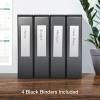Oxford 3 Ring Binders, 1 inch ONE-Touch Easy Open D Rings, Durable Binders for School and Office, ClearVue, Xtralife Hinge, Non-Stick, PVC-Free, Black, Holds 250 Sheets, 4 PK (79903)(2.0 Inch)